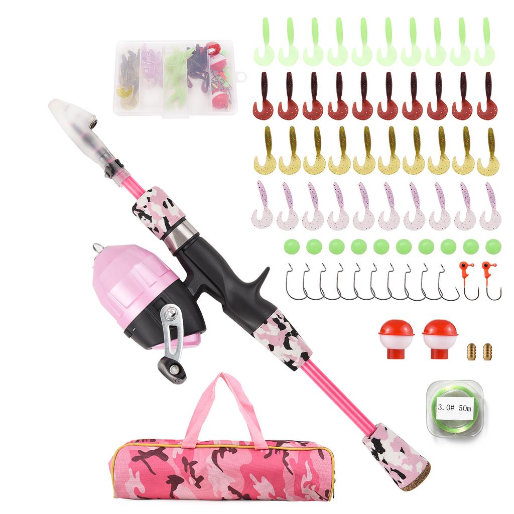 Portable Lightweight Kids Fishing Pole Telescopic Fishing Rod and Reel Combo Kit with Fishing Lures Fishing Lines Fishing Hooks