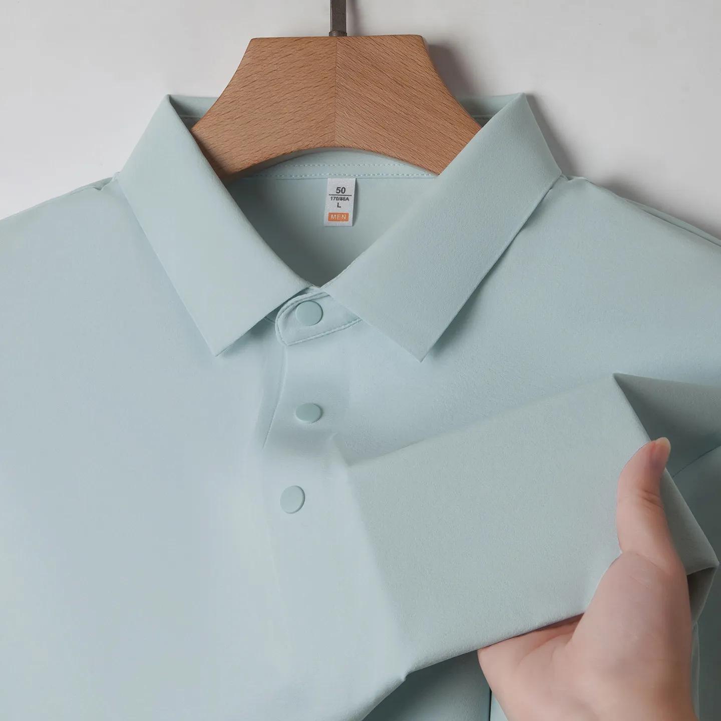 

Men Casual Fashion Short Sleeve Polo Shirt Classic Lapel T Shirt Man Business Casual Tops Solid Color Trendy All Match Tops Tees XXL озеро зелений колір