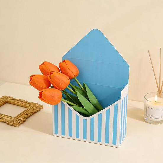 10 Pcs Valentine's Day Floral Envelope Boxes Empty Florist Bouquet Packaging Box Folding Paper Envelope Gift Box for Party Flower Wrapping Supplies