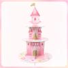 3 Layers Watercolor Princess Cupcake Stand Cardboard Castle Shape Cake Stand for Baby Anniversary Birthday Tea Party Supplies