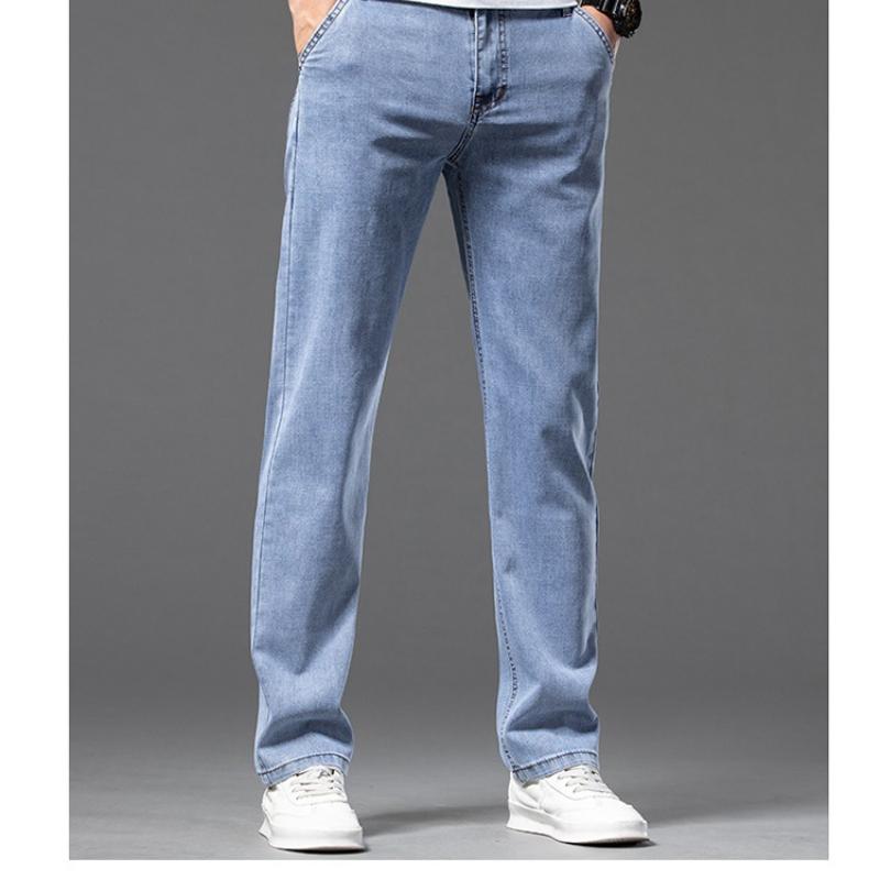 

Мужские тонкие джинсы свободного прямого кроя, повседневные брюки, лето, молодежные, деловые, большого размера 42