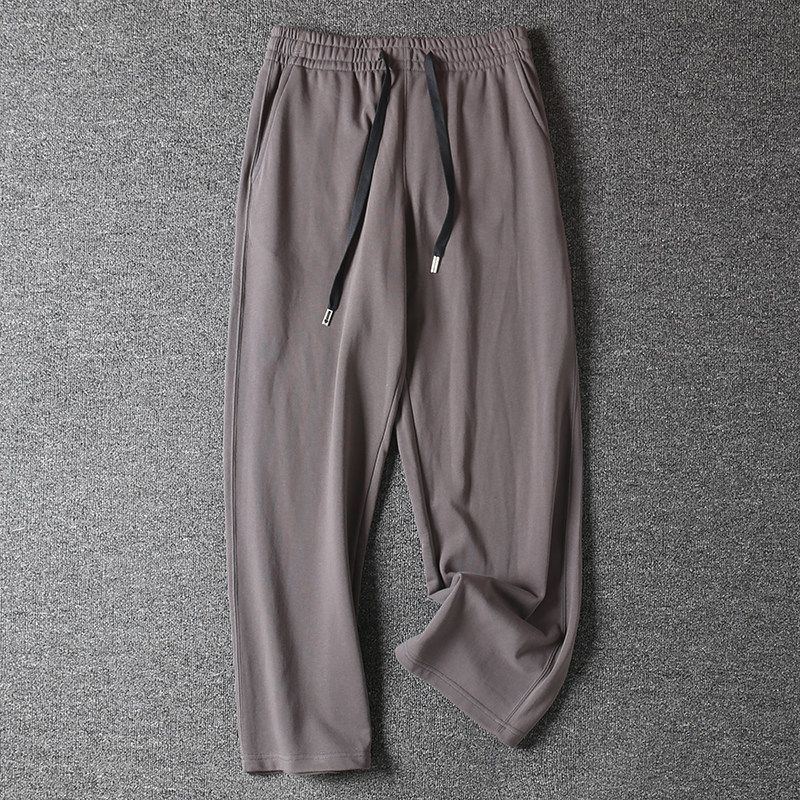340g Terry Cotton Spring and Summer Unisex Loose Straight-Leg Knit Sweatpants Solid Color Stretchy Sports Casual Long Pants
