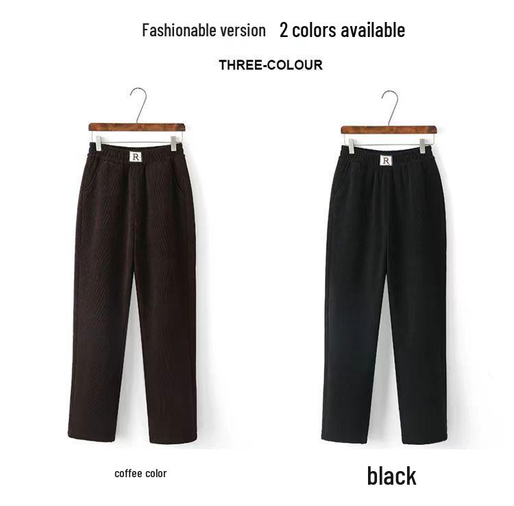 Plus Size Women's Winter Fleece-Lined High Waist Straight Leg Pants