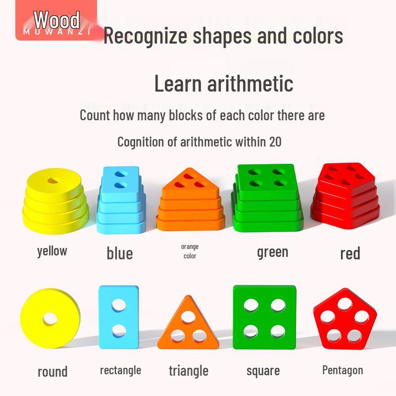 Geometric Shape Column Set - Early Learning Toy for Color, Shape & Size Recognition