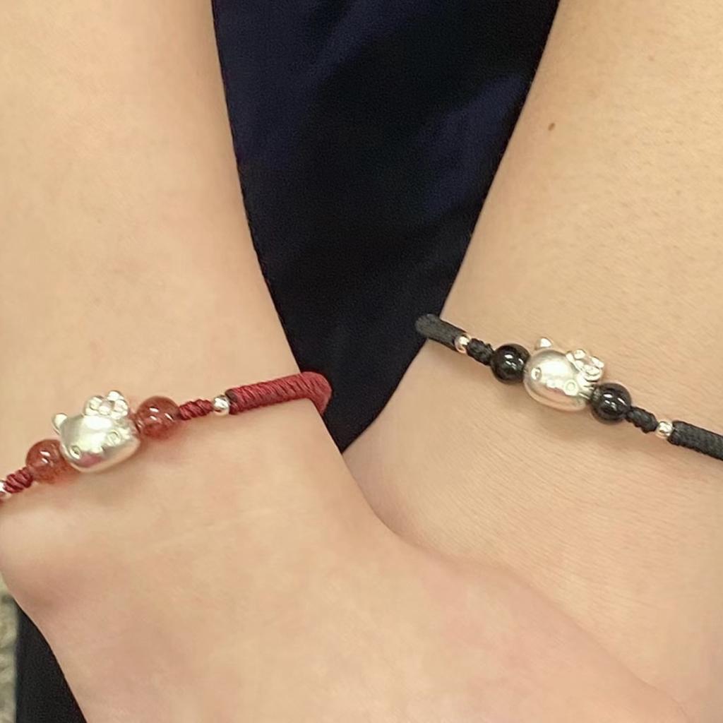 Couple bracelet hellokitty cute cartoon woven hand rope tudent give boyfriend to girlfriend gift