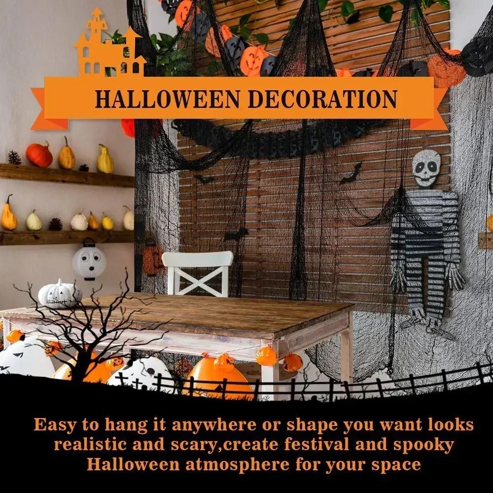 Fashion Black Halloween Spooky Cloth Drape Hang Up Spooky Halloween Decor Net Halloween Gauze Outdoor Decor