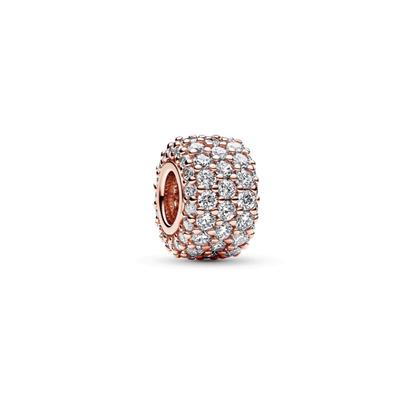 Sparkling Three-Row Pavé Charm Gold Plated Copper Silver Alloy Synthetic Cubic Zirconia Pendant Women’s Rose Gold 782820C01