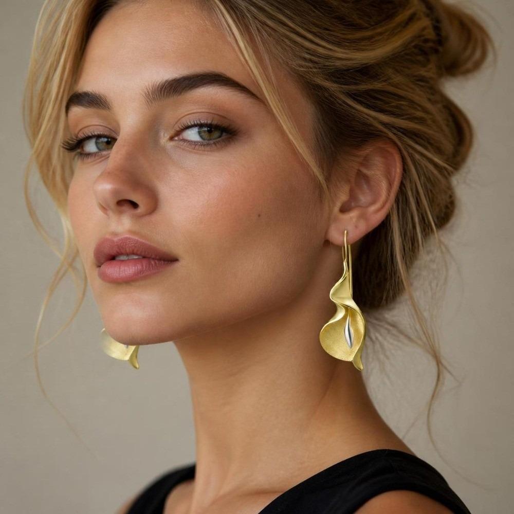 Gold Silver Drop Earrings Lightweight Calla Lily Earrings Fashion Floral Dangle Earrings Women