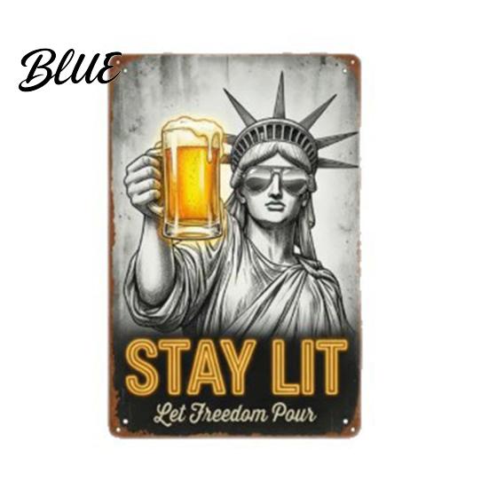 Decorative Metal Plaque The Freedom's Day Off Vintage Signs Retro Statue of Freedom Coffee Beer Detailed Design Humor Sign Distressed Patriotic