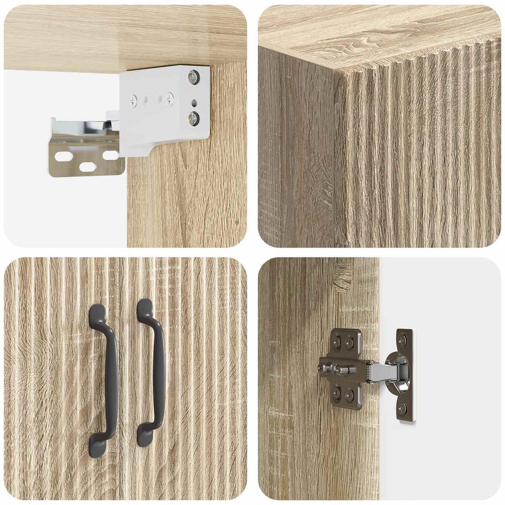 Wall Mounted Cabinet in Sonoma Oak Finish 66 x 34.5 x 90 cm Particleboard