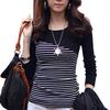 T-Shirt Frühling Damen Langarm T-Shirt mit rundem Kragen Slim-Version des Oberteils