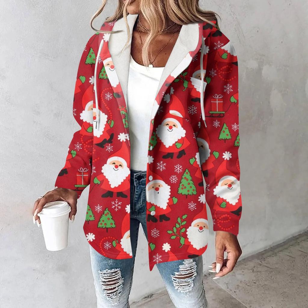 Mikiny pro ženy Zimní zateplená mikina Bunda se stahovací šňůrkou a potiskem s kapucí