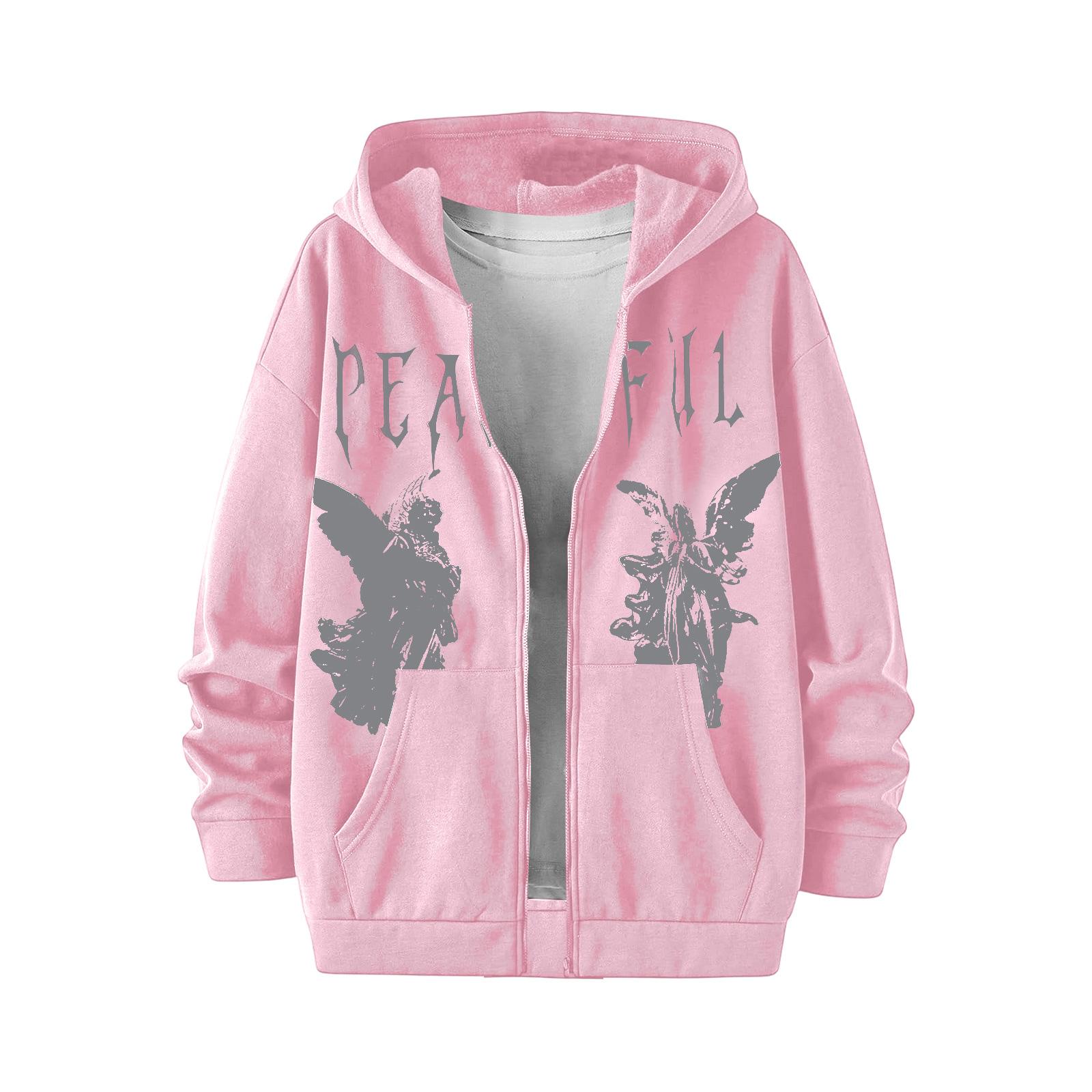 Men s Winter Printed Zip Up Hoodie Sweatshirt, Casual Warm XXXL розовый