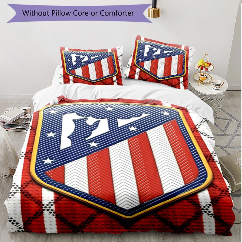 Set copripiumino 3 pezzi (1*Copripiumino + 2*Federe, Senza Nucleo), Set Biancheria da Letto Morbido Stagione Unica Atletico Madrid Print, Regalo Decorazione Camera da Letto