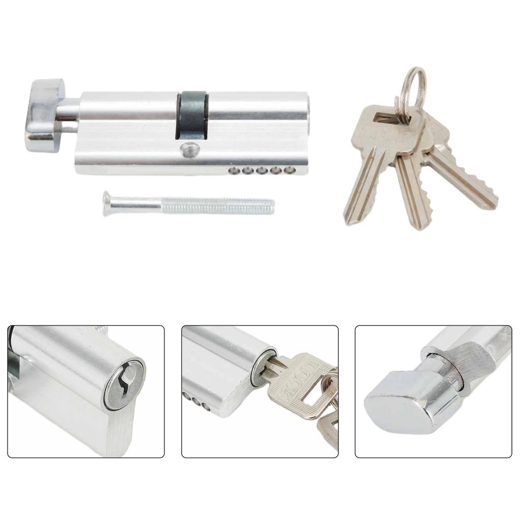 Door Lock Cylinder Thumb Turn Cylinder UPVC Anti Pick Lock Core Aluminum 35/35 With 3 Keys Furniture Hardware Lock Accessories