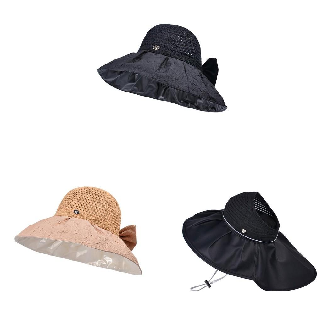 Sun Protection Wide Brim Hat With Shoulder Cape For Women Summer Fashion Accessory