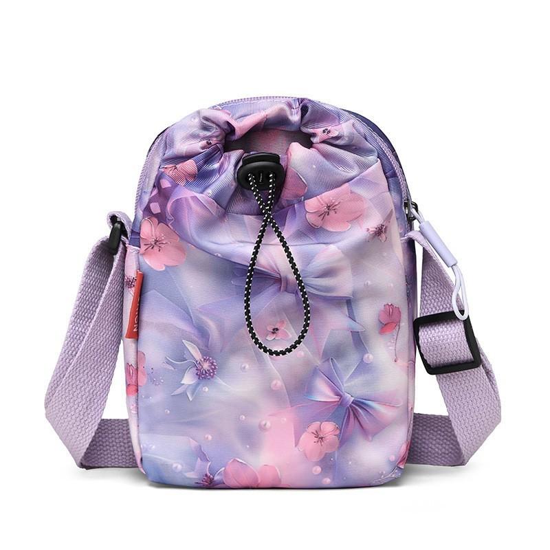 Oxford Fabric Mini Crossbody Bag For Casual Travel With Phone Pocket And Drawstring Closure