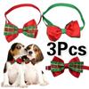 1pc Multi-Pattern Cloth Pet Bow Puppy Necklace Christmas Decor Prop Personilzed Safe Adjustable