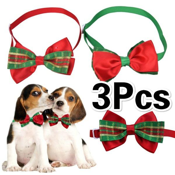 1pc Multi-Pattern Cloth Pet Bow Puppy Necklace Christmas Decor Prop Personilzed Safe Adjustable