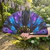 Elegant Flowers Handheld Fan Peacock Tail Pattern Silk Folding Fan Dance Fan  Outdoor Travel