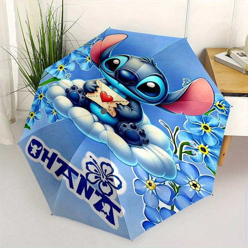 

1pc Stitch,Flower Automatic Folding Umbrella: Compact 8 Bone Design Cartoon Outdoor Travel Companion, Business Umbrella, Christmas Valentine