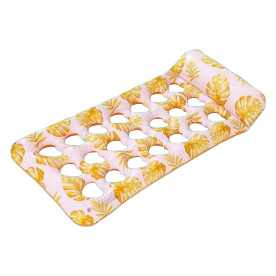 Adults Inflatable Pool Float Mat with Headrest Foldable Summer Beach Lake Float Raft Water Lounger Swimming Pool Sun Tanning Bed