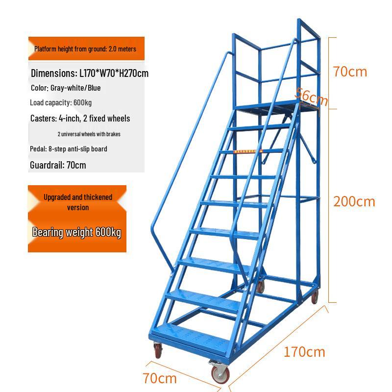 Anti-Slip Movable Climbing Ladder for Warehouse and Supermarket Storage