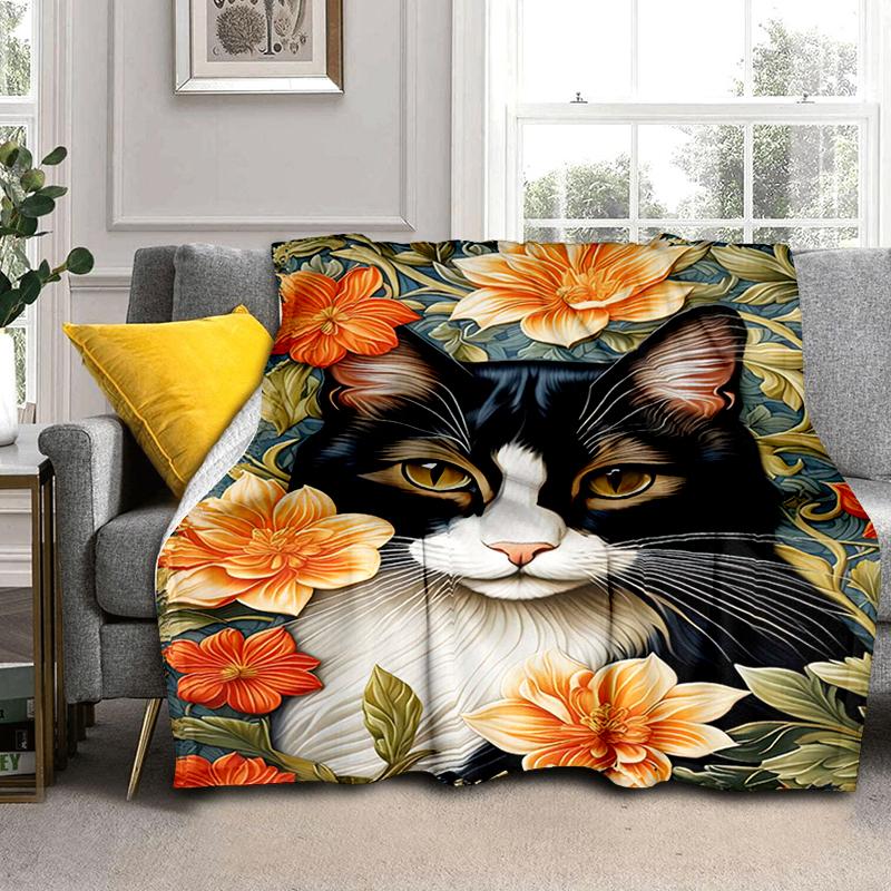 1PC Cute cat, cartoon blanket, all season lightweight home office outdoor nap multifunctional blanket