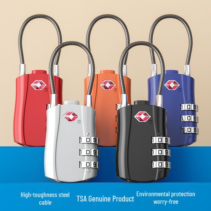 TSA-Approved Zinc Alloy Travel Cable Padlock with 3-Digit Combination