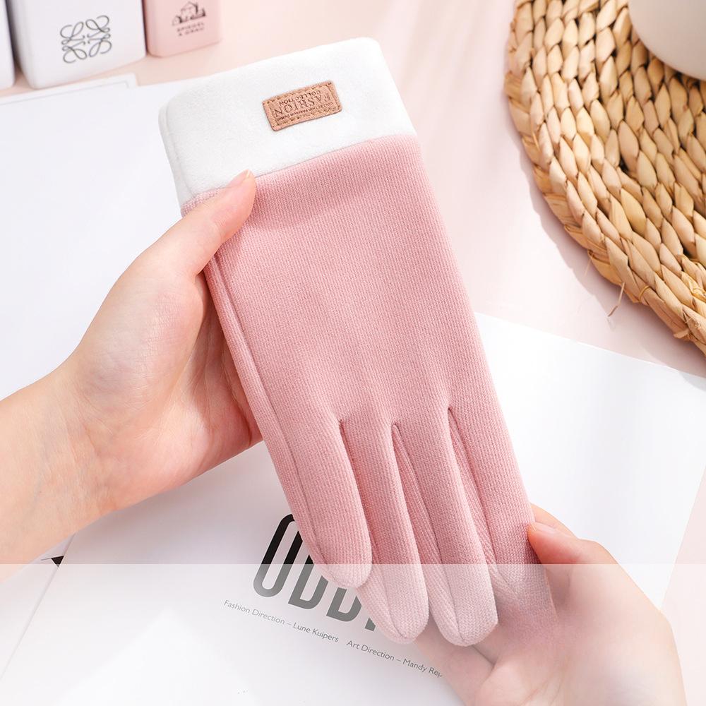 Warm Gloves for Women's German Velvet Plus Velvet Thickened Electric Vehicle Outdoor Cycling Sports Windproof Touch Screen Autumn and Winter Gloves