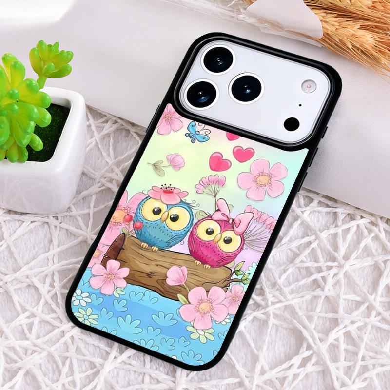 Cute Cartoon Owl Phone Case for iPhone 17 Air 16 15 11 12 14 13 Pro Max Shockproof Cover