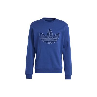 Felpa con Applicazioni in Velluto a Coste Originals Stampa Logo Uomo Felpa Blu Scuro IS5273