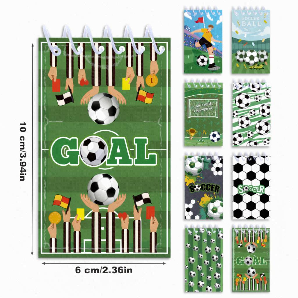 8pcs Soccer Football Spiral Notepad Sports Goal Mini Memo Pad Note Book Journal Student School Stationery Boy Party Favor