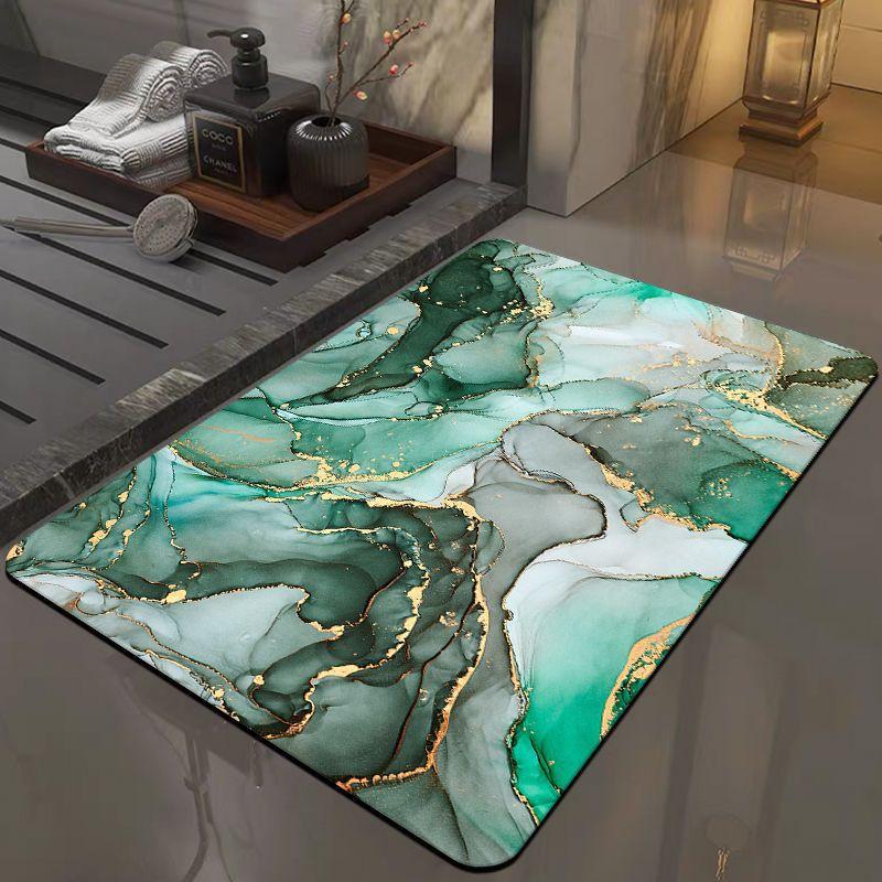 1pc Modern Marble Printed Diatom Mud Carpet Absorbent Quick-drying Bathtub Mat Doorway Decorative Entrance Bathroom Accessories