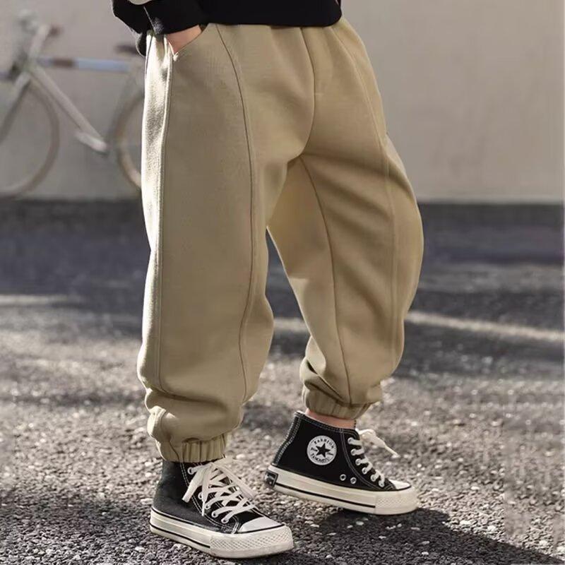 Boys' Spring and Summer Autumn Pants Children and Teens Pants Thin Children's Sports Straight Pants Trendy Three-Bar Pants Trendy