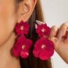 Ornament Pleated Texture Flower Earrings, Creative Temperament Flower Fresh Earrings