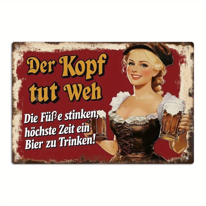 Vintage Beer Metal Sign, New Year Pub Decor Plaque