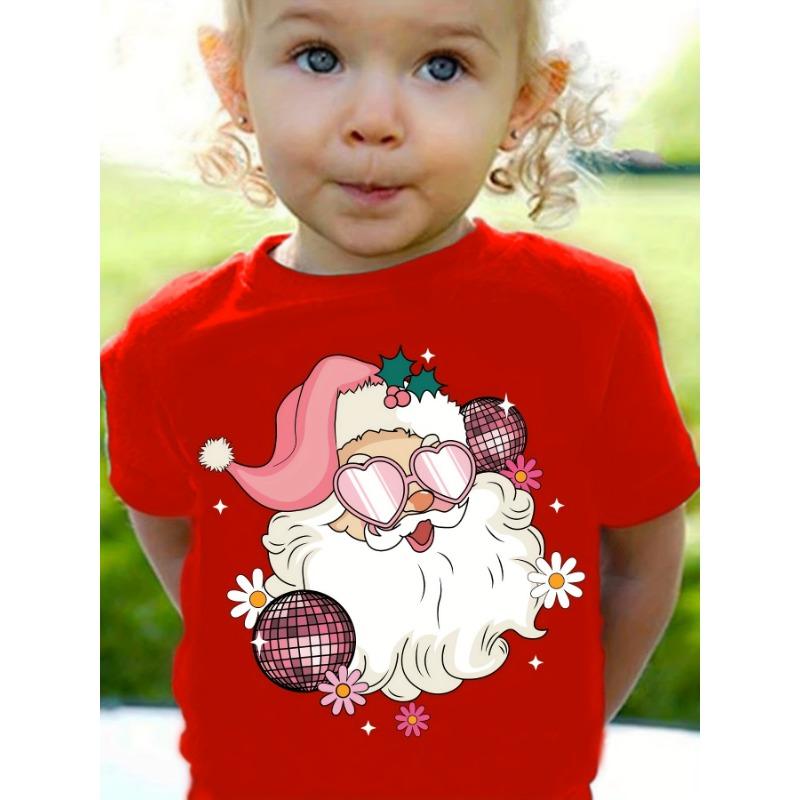 Kids Clothes Cute Animals Printing Christmas T-Shirt Festive Short Sleeve Boys Girls Clothes 2-14Y Christmas Gift Child Top Tee