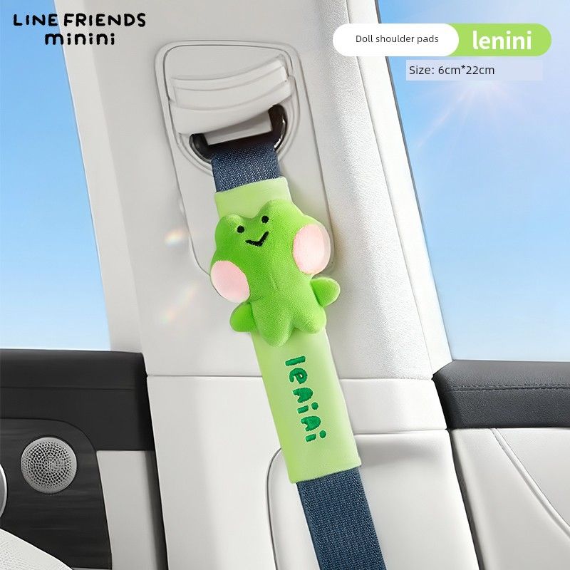 Line Friends Car Seatbelt Shoulder Pads Cartoon Car Seatbelt Anti-Wear Anti-Strangle Protective Cover Decoration Frogini-Plush Shoulder Pads