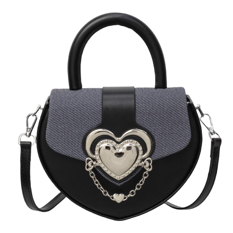 

Сумка через плечо в форме сердца, цветная, женская, новая модная, с металлической пряжкой, на одно плечо, корейская, универсальная, сумка (20cm<Max Length<30cm)