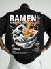 2026 Herren Lässiges Street T-Shirt Japanische Wellen Ramen Muster Geeignet für den täglichen Gebrauch Reine Baumwolle