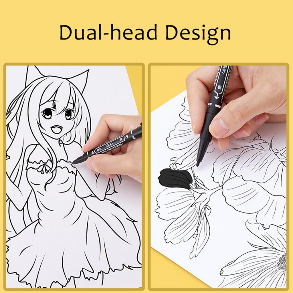 Small double headed outlining pen 120 black waterproof quick drying marker pen ultra fine oil based marker pen for art painting wholesale