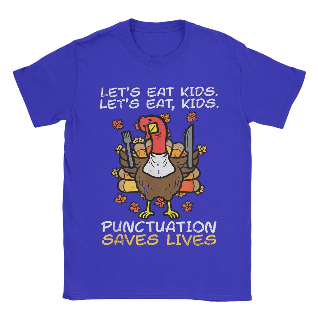 Funny Thanksgiving Teacher Turkey Lets Eat T Shirt for Men T-Shirt Crewneck  Tee Shirt Short Sleeve Clothes Summer