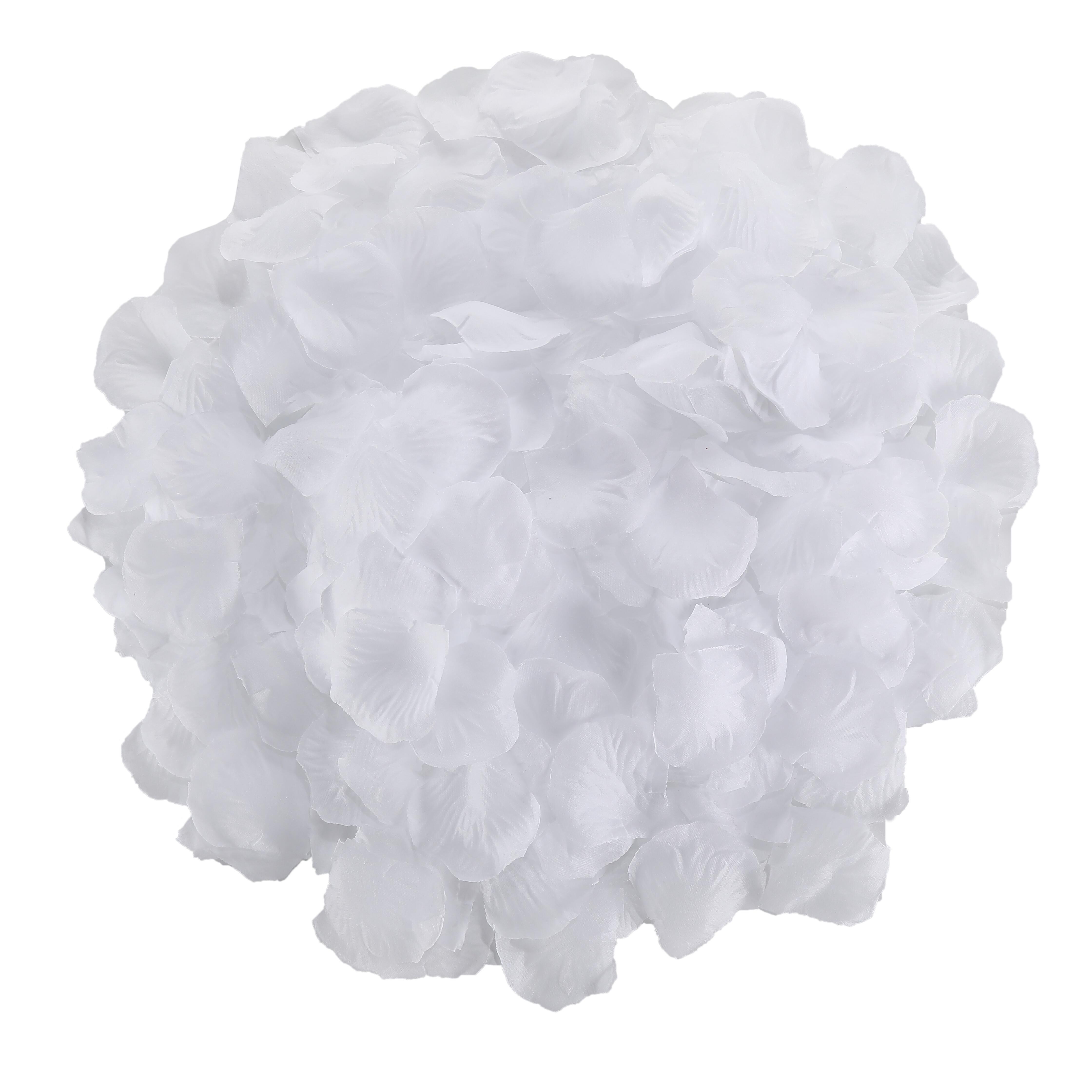 1000 pièces Daxi Events Pétales de rose artificiels rouge vif - Aspect soie, sans parfum, tissu léger pour soirées romantiques, mariages blanc
