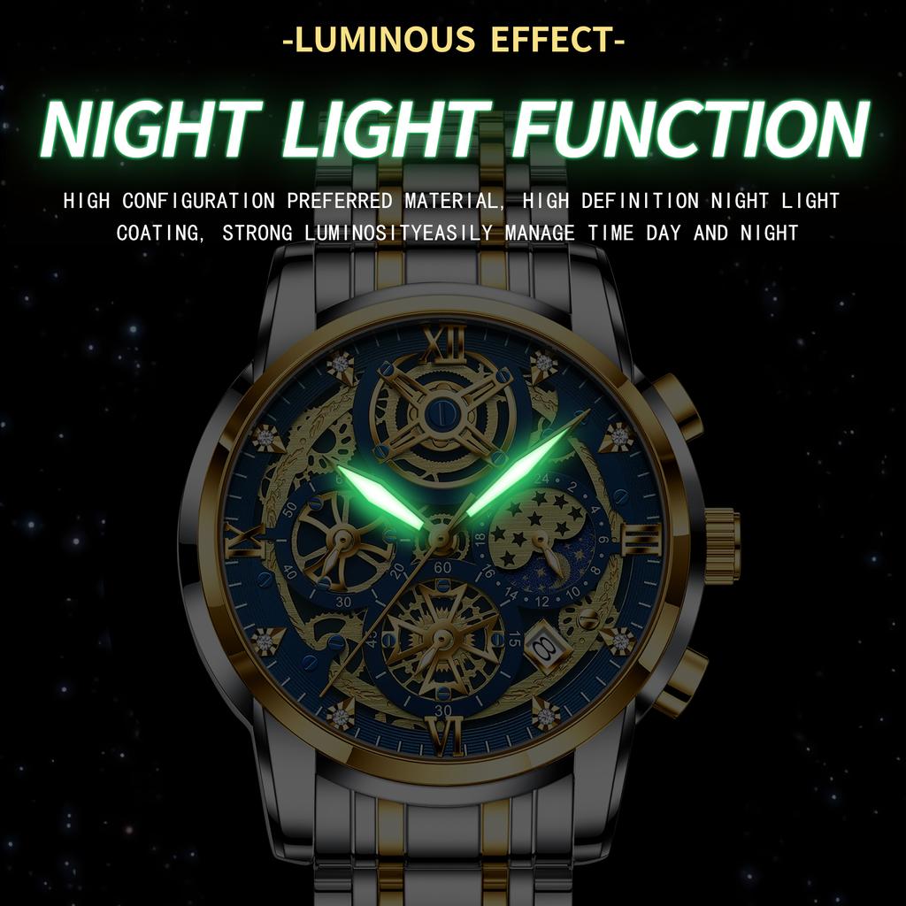 BINBOND Luxury Man Watch Waterproof Luminous Chronograph Date Men Watch Stainless Steel Quartz Men's Watches