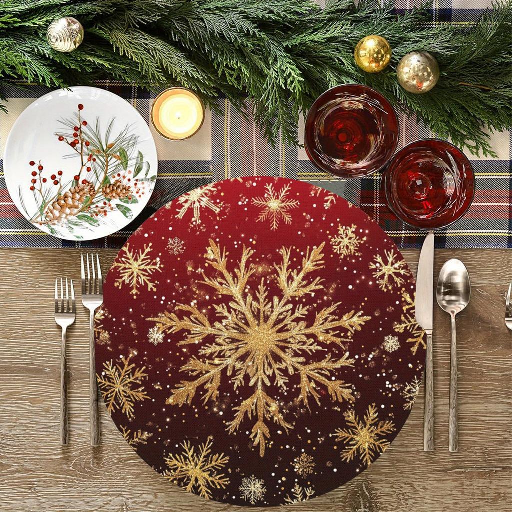Round Christmas Placemats, Water-absorbing, Anti-slip and Heat-insulating MATS for Restaurants and Kitchens, Table Coasters