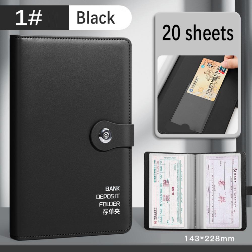 

Прозрачная внутренняя страница Папка для банковских депозитов из ПУ кожи Книга для сбора квитанций Хранилище для чеков с зажимом 1# Black
