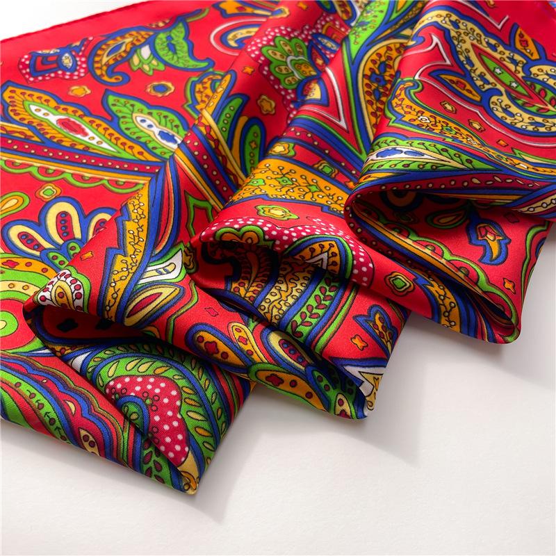 Luxury Paisley Square Scarf Women  Print Satin Neckerchief Spring Hair Band Foulard Bandana Echarpe Tie Shawl Wraps