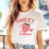 Women's 90s T-Shirt Cartoon Clothing Short Sleeved Sweet Strawberry Pattern Casual Versatile Kawaii Top Women's New T-Shirt