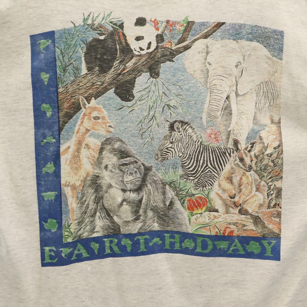 DOWN TO EARTH PRODUCTS 90s Made In USA Old Animal Print Short Sleeve T-shirt Men's Used